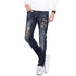 Carp Embroidery Printed Denim Men's Jeans Patch Straight Pants